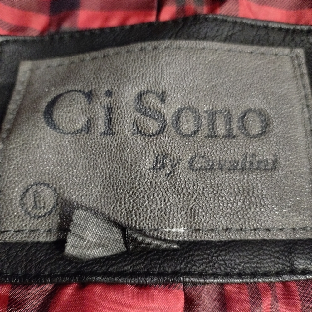 Ci Sono By Cavalini Vegan Leather Moto Jacket WOMEN'S Black ZIP Up Size Large - Picture 7 of 8